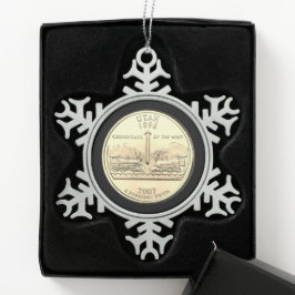 Tinted Utah Staat Quarter Schneeflocken Zinn-Ornament