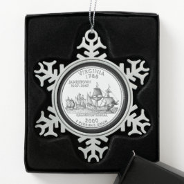 Tinted Virginia Staat Quarter Schneeflocken Zinn-Ornament