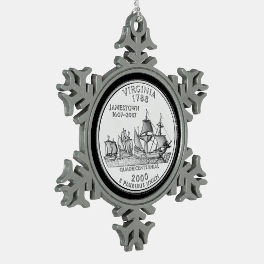 Tinted Virginia Staat Quarter Schneeflocken Zinn-Ornament (Links)