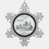 Tinted Virginia Staat Quarter Schneeflocken Zinn-Ornament (Vorderseite)