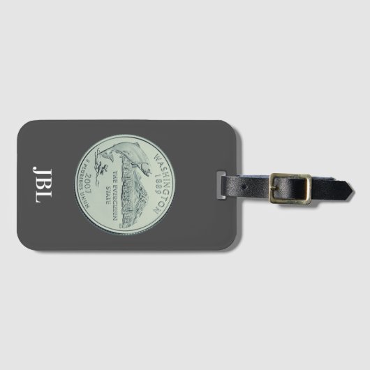 Tinted Washington Staat Quarter Design Monogram Gepäckanhänger (Vorderseite (Horizontal))