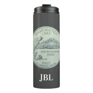 Tinted Washington Staat Quarter Design Monogram Thermosbecher