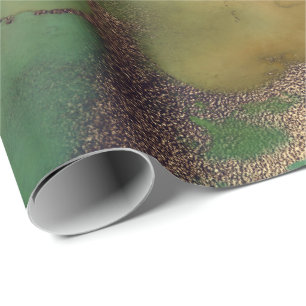 Tinten-flüssiges Farben-Smaragdgrün-Bronze-Gold Geschenkpapier