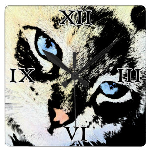 Tinten-Katzen-Quadrat-Wanduhr Quadratische Wanduhr