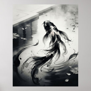Tinten-Koi-Pinsel-Teich Poster