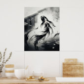 Tinten-Koi-Pinsel-Teich Poster (Küche)