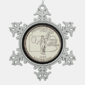 Tinten Pennsylvania Staat Quarter Schneeflocken Zinn-Ornament (Vorderseite)