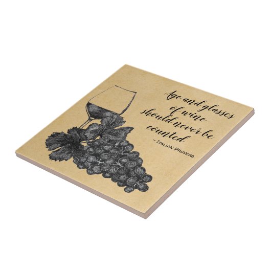 Tinten-Wein-Glas-Trauben-alter Papierhintergrund Fliese (Seite)