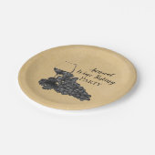 Tinten-Wein-Glas-Trauben-Goldhintergrund Pappteller (Schrägansicht)