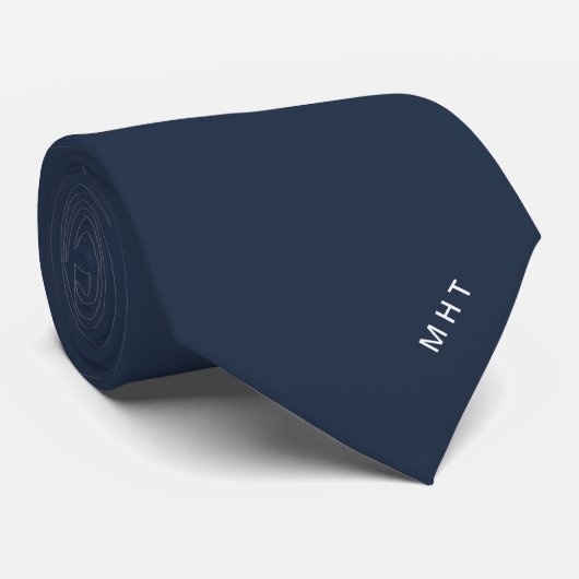 Tintenblau Moderne Initialen Minimalistisches Mono Krawatte (Gerollt)