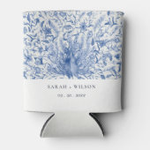 Tintenblauer Verzierte Wasserfarbenpfauenhochzeit Dosenkühler (Vorderseite)