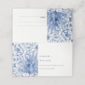 Tintenblauer Verzierte Wasserfarbenpfauenhochzeit Platzkarte (Außenseite Aufgefaltet)