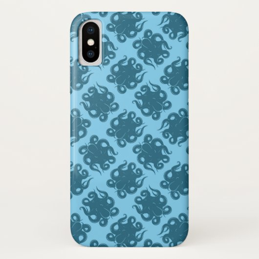 Tintenfisch auf blauem Muster Case-Mate iPhone Hülle (Rückseite)