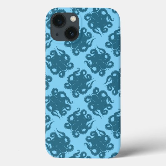 Tintenfisch auf blauem Muster Case-Mate iPhone Hülle (Rückseite)