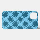 Tintenfisch auf blauem Muster Case-Mate iPhone Hülle (Rückseite (Horizontal))