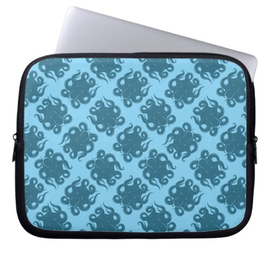 Tintenfisch Auf Blauem Muster Laptopschutzhülle (Vorderseite)
