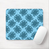 Tintenfisch auf blauem Muster Mousepad (Mit Mouse)