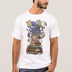 Tintenfisch-Bibliothekar über Büchern T-Shirt