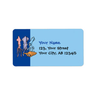 Tintenfisch Cartoon Adressaufkleber