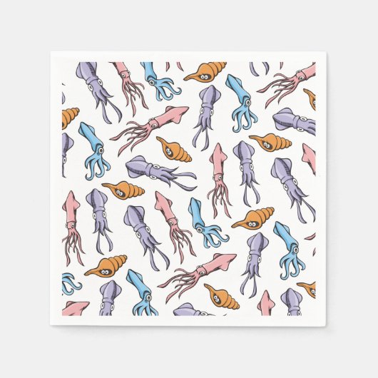 Tintenfisch Cartoon Muster Serviette (Vorderseite)