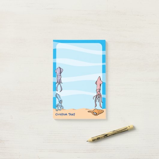 Tintenfisch Cartoon Post-it Klebezettel (Auf Schreibtisch)