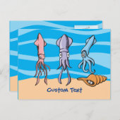 Tintenfisch Cartoon Postkarte (Vorne/Hinten)