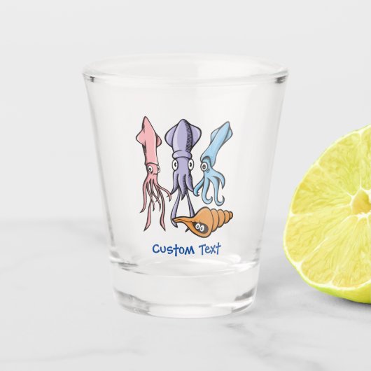 Tintenfisch Cartoon Schnapsglas (Vorderseite)