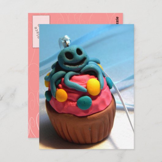 Tintenfisch Cupcake Postkarte (Vorne/Hinten)