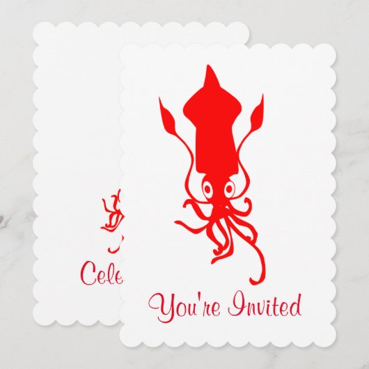 Tintenfisch Einladung (Vorne/Hinten)