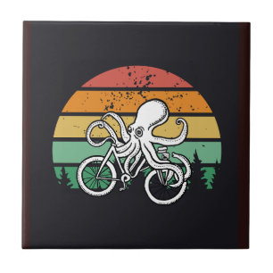 Tintenfisch fährt Fahrrad Fliese