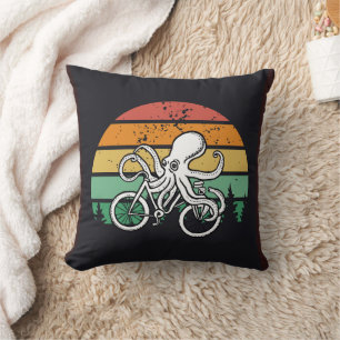 Tintenfisch fährt Fahrrad Kissen
