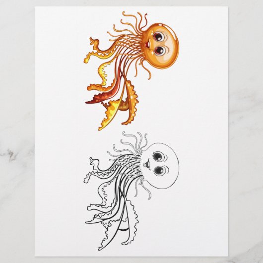 Tintenfisch-Farbseite für niedlichen Cartoon Flyer (Vorne)