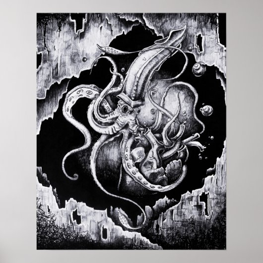 Tintenfisch gefährden poster (Vorne)