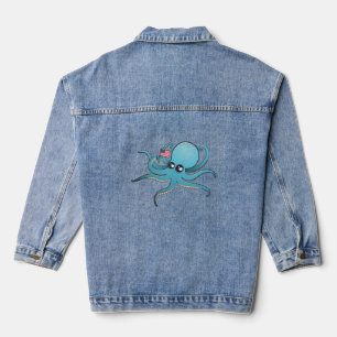 Tintenfisch hält die amerikanische Flagge Jeansjacke