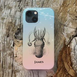 Tintenfisch-Illustration auf Regenbogen-Pastell mi Case-Mate iPhone Hülle