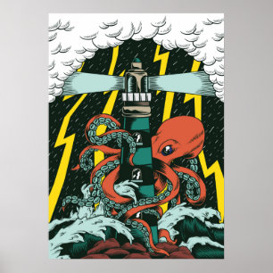 Tintenfisch-Illustration Poster