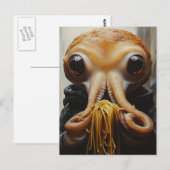 Tintenfisch isst Spaghetti Postkarte (Vorne/Hinten)
