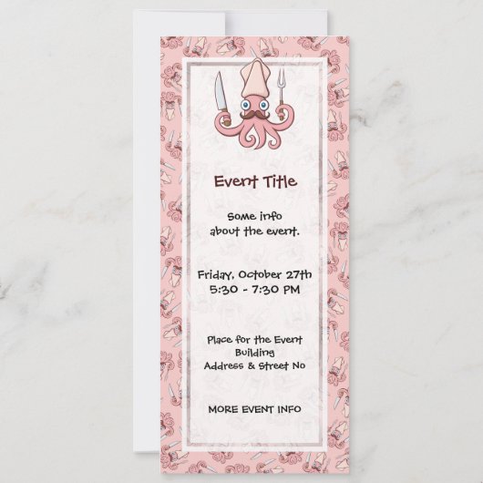Tintenfisch Koch Cartoon Einladung (Rückseite)