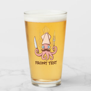 Tintenfisch Koch Cartoon Glas