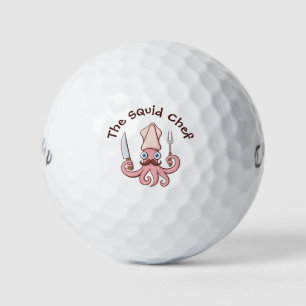 Tintenfisch Koch Cartoon Golfball