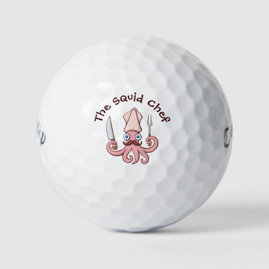 Tintenfisch Koch Cartoon Golfball (Vorderseite)