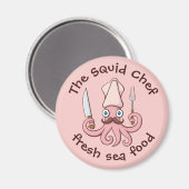 Tintenfisch Koch Cartoon Magnet (Vorderseite/Rückseite)