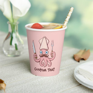 Tintenfisch Koch Cartoon Paper Cups Pappbecher