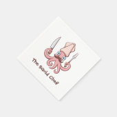 Tintenfisch Koch Cartoon Serviette (Ecke)