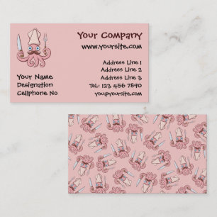 Tintenfisch Koch Cartoon Visitenkarte