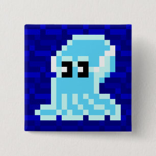 Tintenfisch-Kohlenkübeln-blaues Button