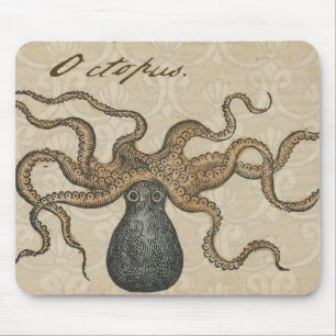 Tintenfisch Kraken Vintage-Illustration Mousepad
