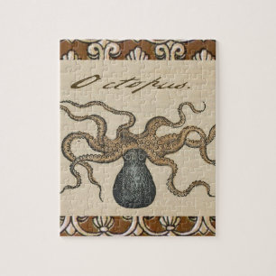 Tintenfisch Kraken Vintage-Illustration Puzzle