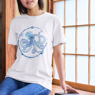 Tintenfisch-Meereskreatur im Wasserfarb-Stil Tri-Blend Shirt