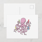 Tintenfisch mit Buntstift Postkarte (Vorne/Hinten)